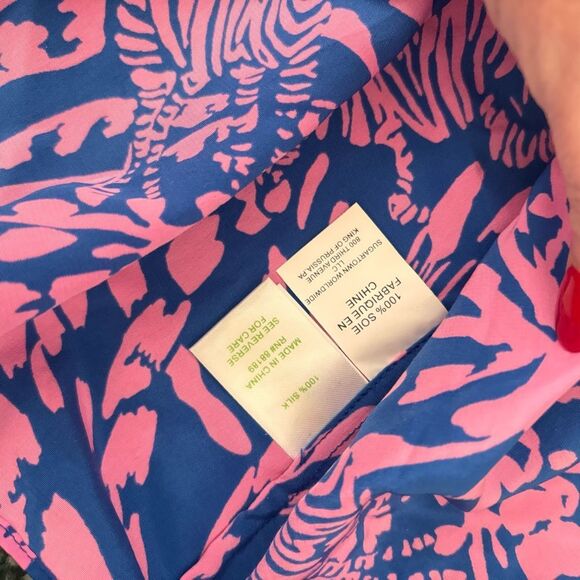 Lilly Pulitzer 100% Silk Dusk TankTop Pink and Blue - Picture 3 of 3